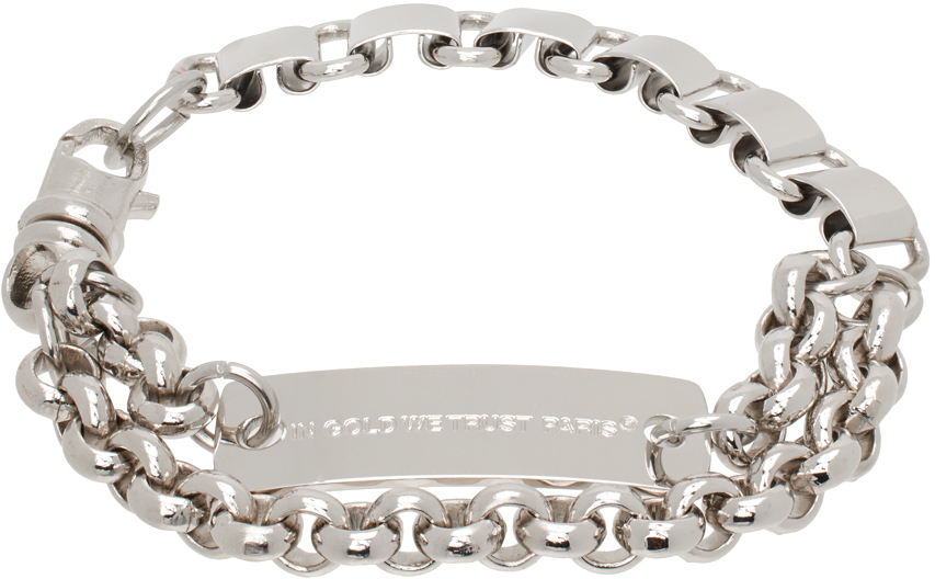 In Gold We Trust Paris Ssense Exclusive Silver Multi Chains Bracelet In Palladium Plated