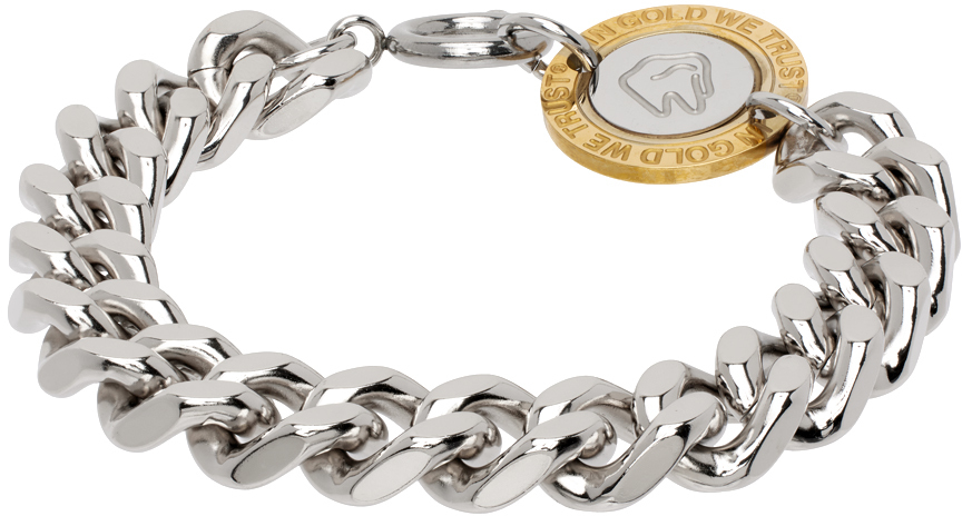 In Gold We Trust Paris Silver Curb Chain Bracelet In Palladium Plated