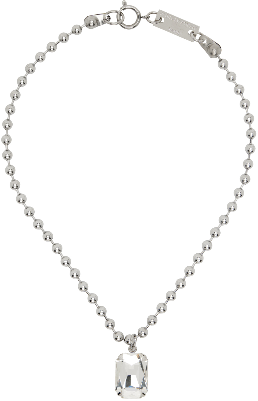 In Gold We Trust Paris Silver Ball Chain Necklace In Palladium Plated