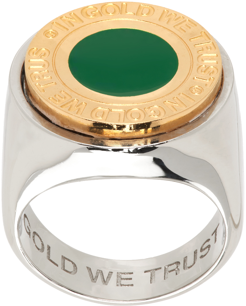 In Gold We Trust Paris Silver Signet Ring In Palladium Plated