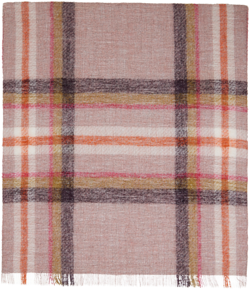 Séfr Pink Blanket Scarf In Fine Wool Check