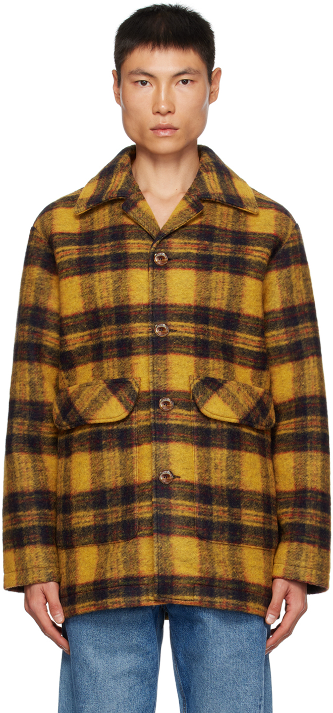 Shop Séfr Yellow Reno Jacket In Autumn Check