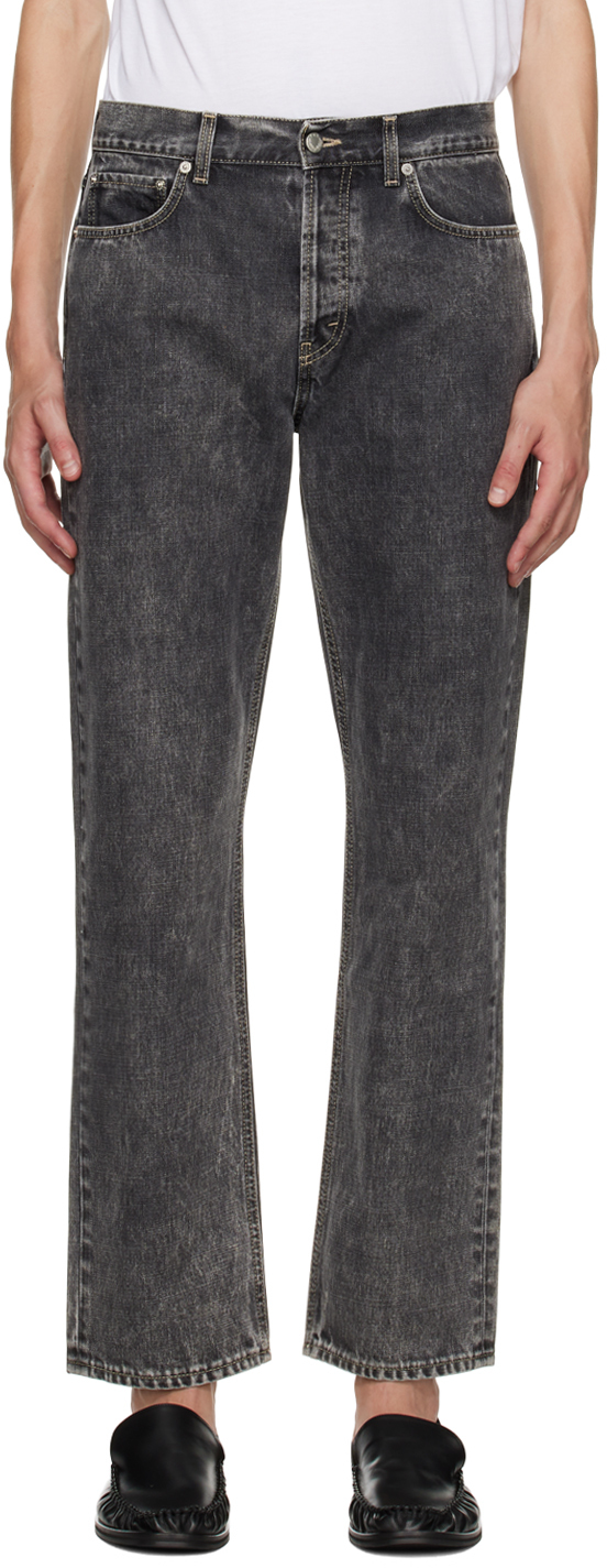Séfr Gray Straight Cut Jeans In Marble Wash