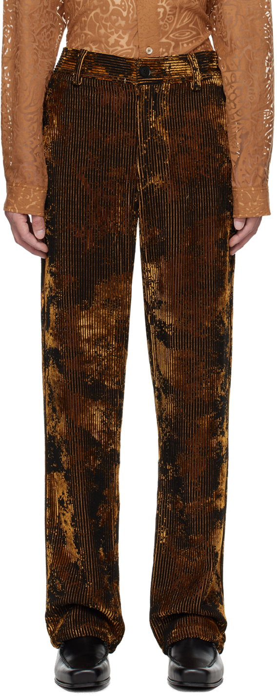 Séfr Artemesia Straight-leg Printed Corduroy Trousers In Brown