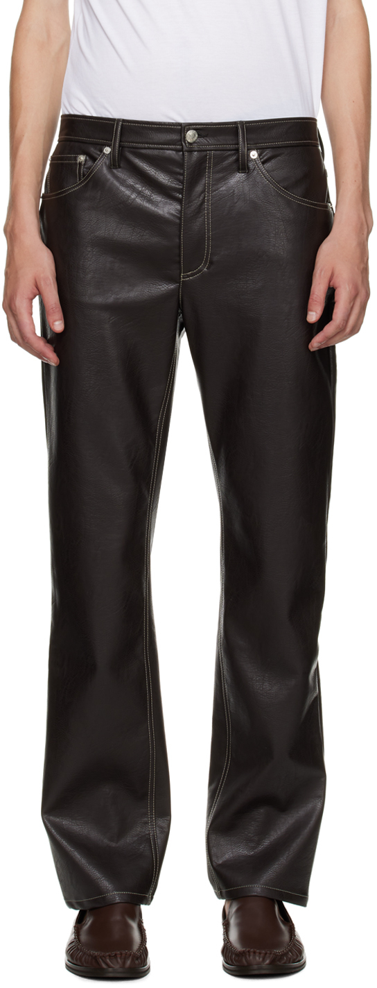 Séfr Brown Londre Faux-Leather Trousers