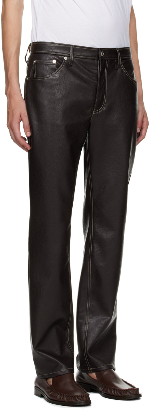 Séfr Brown Londre Faux-Leather Trousers | Smart Closet