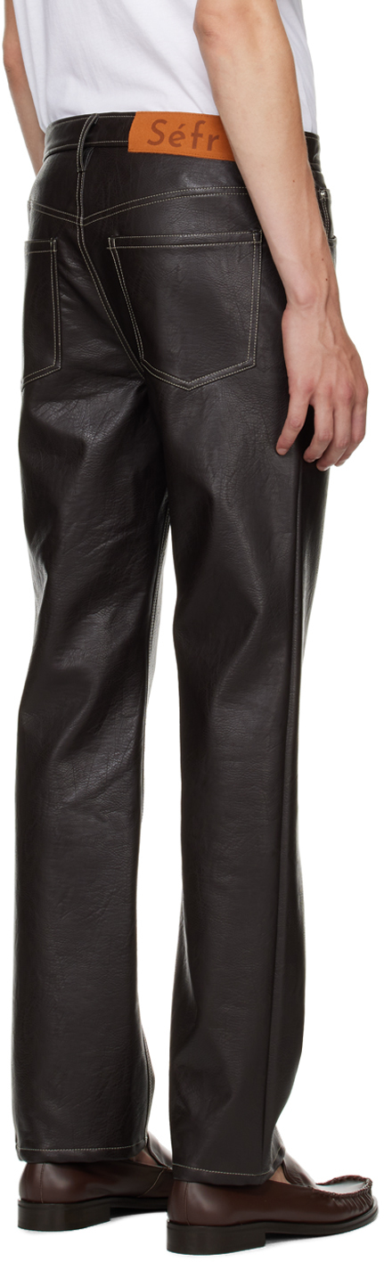 Séfr Brown Londre Faux-Leather Trousers | Smart Closet