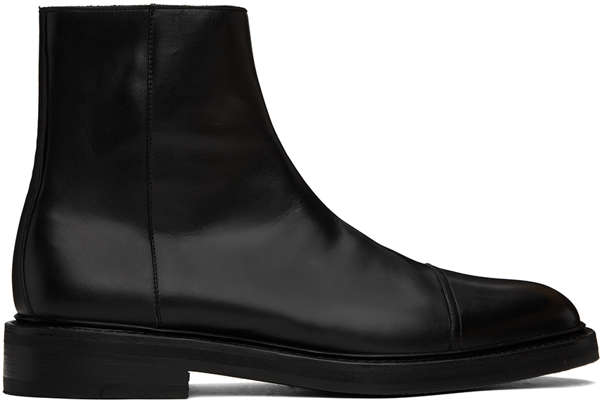 Shop Séfr Black Pagoda Boots In Black Leather