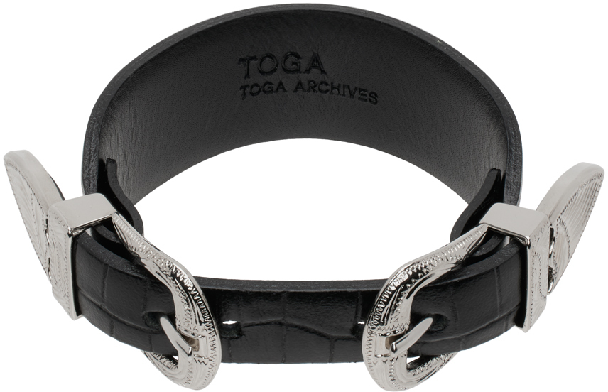 Toga Pulla: SSENSE Exclusive Black Double Buckle Bracelet | SSENSE