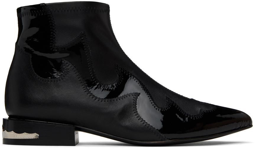 Black Paneled Boots by Toga Pulla on Sale