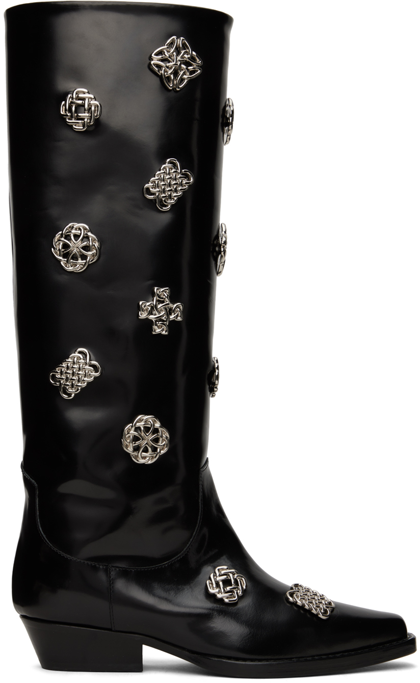 Toga Ssense Exclusive Black Embellished Boots In Aj1092 Blac