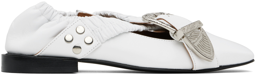 SSENSE Exclusive White Cross Strap Ballerina Flats