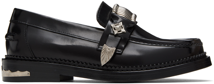Shop Toga Black Polido Loafers In Aj1300 - Black
