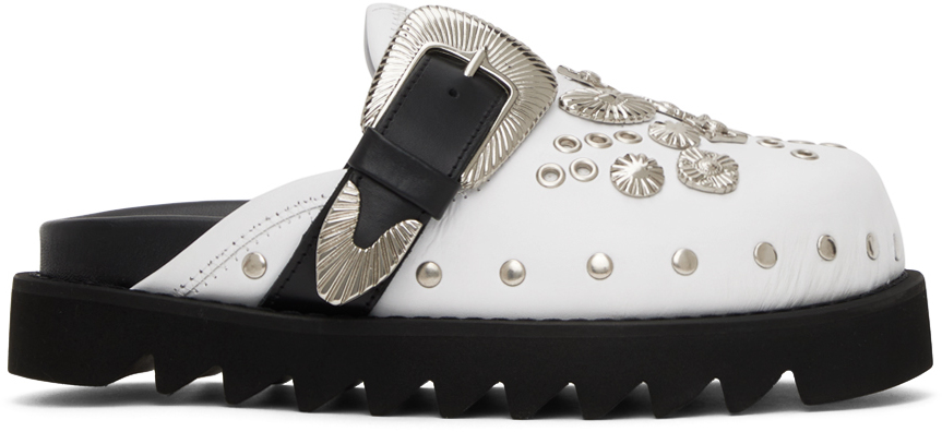 Toga White Embellished Loafers In Aj1058-white Black L