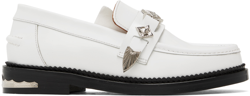 Shop Toga White Metal Loafers In Aj1041 -white Polido