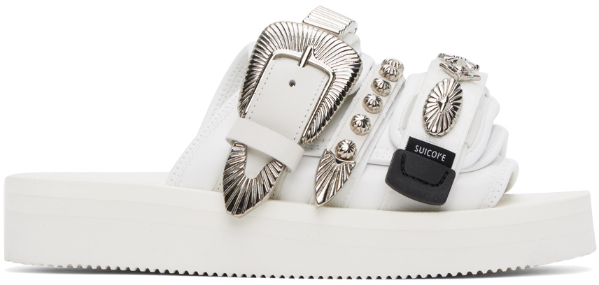 Toga Pulla: White Suicoke Edition Moto Sandals | SSENSE