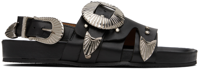 Toga Ssense Exclusive Black Leather Sandals In Aj1149 Black