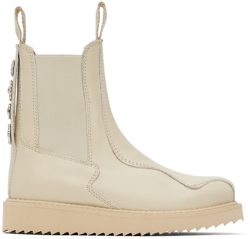 Toga Ssense Exclusive Kids Beige Chelsea Boots In Cream Leather