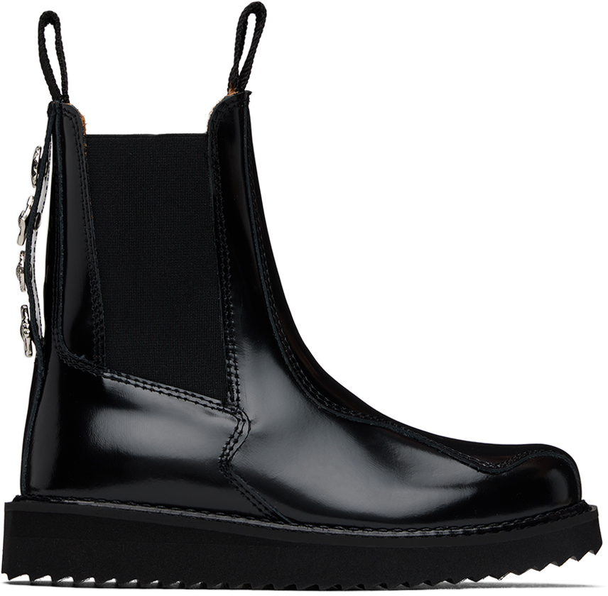 Toga Ssense Exclusive Kids Black Chelsea Boots In Black Leather