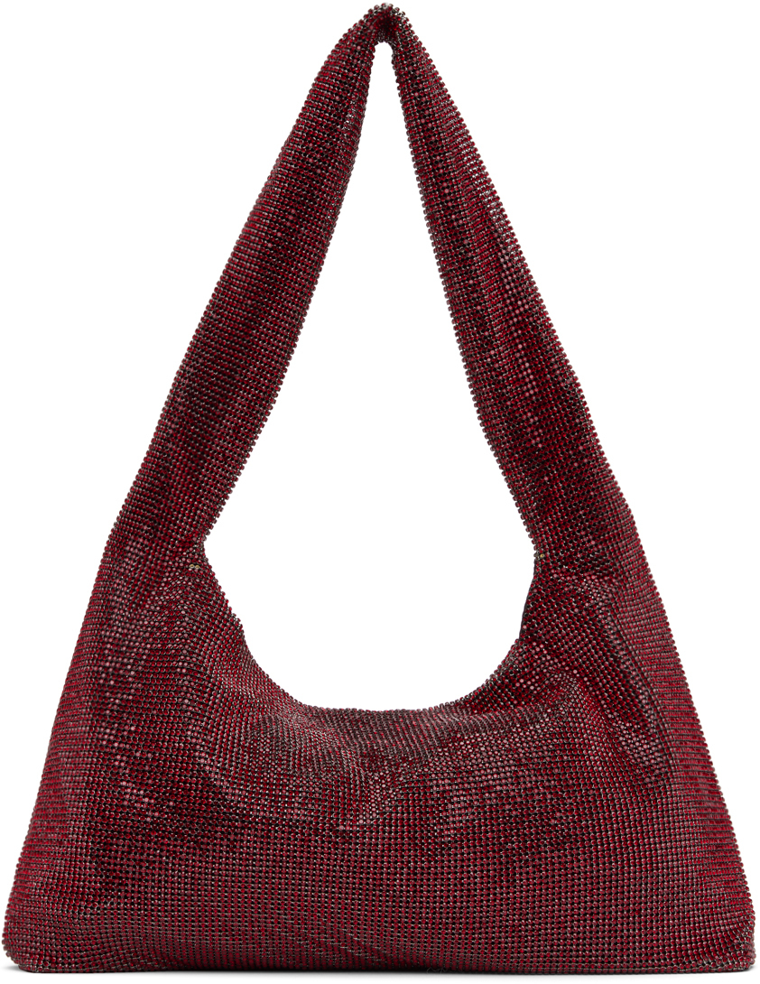 Red Crystal Mesh Armpit Bag by KARA on Sale