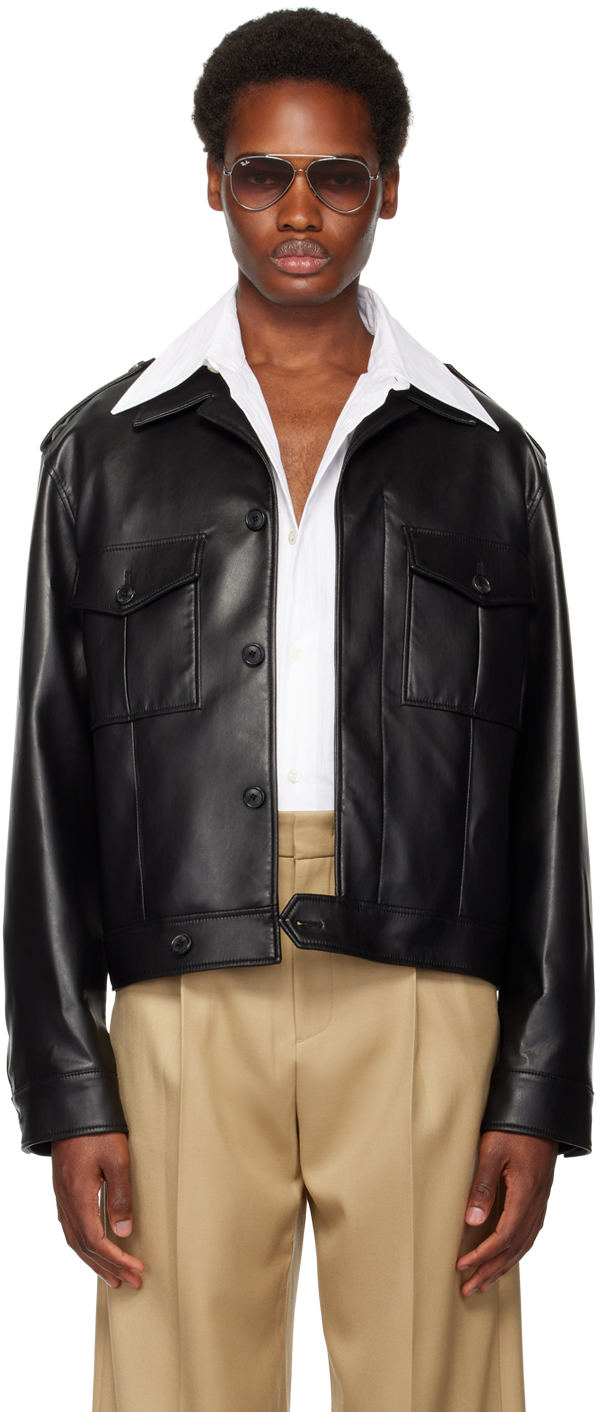 System Ssense Exclusive Black Faux-leather Jacket