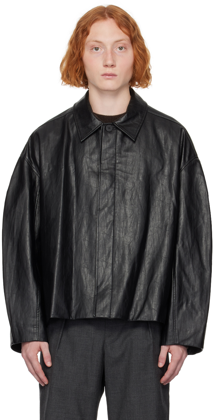 LE17SEPTEMBRE: Black Buttoned Faux-Leather Jacket | SSENSE