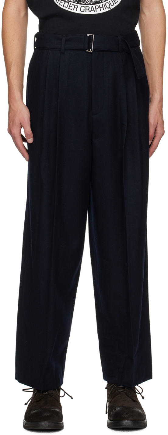 Navy Belted Trousers