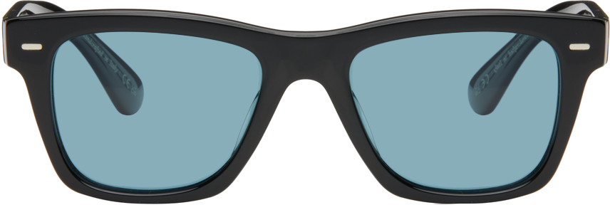 Shop Oliver Peoples Black Oliver Sunglasses In Black/blue