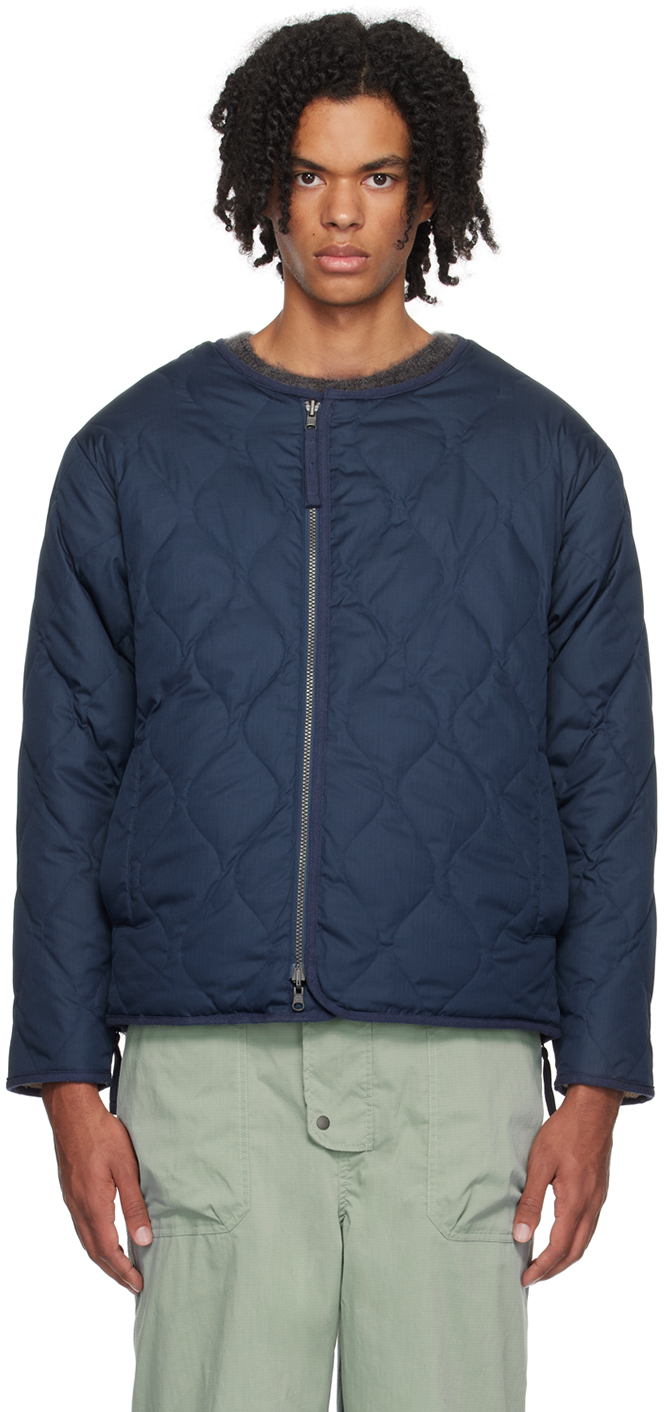 TAION NAVY ZIP REVERSIBLE DOWN JACKET