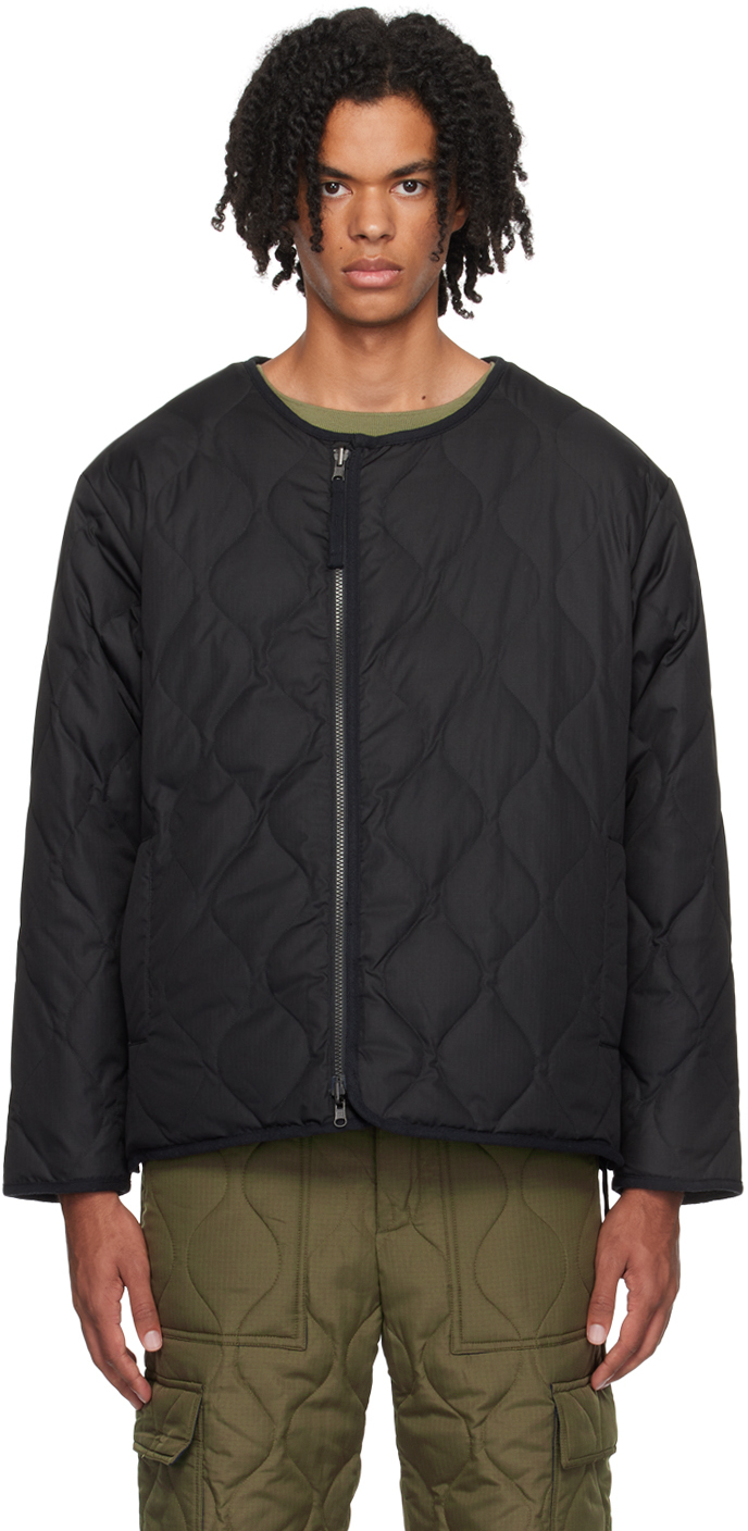 Black Zip Reversible Down Jacket by TAION on Sale