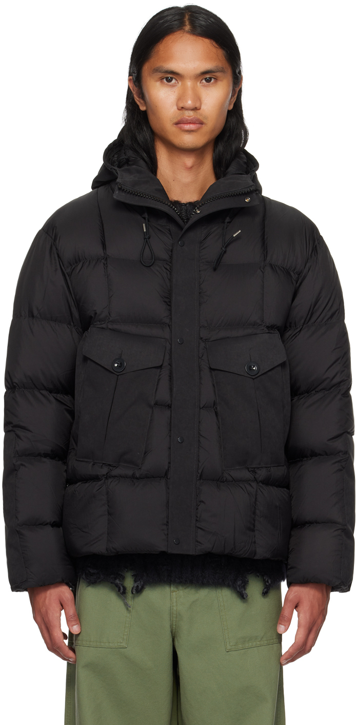 Black Tempest Combo Down Jacket by Ten c on Sale