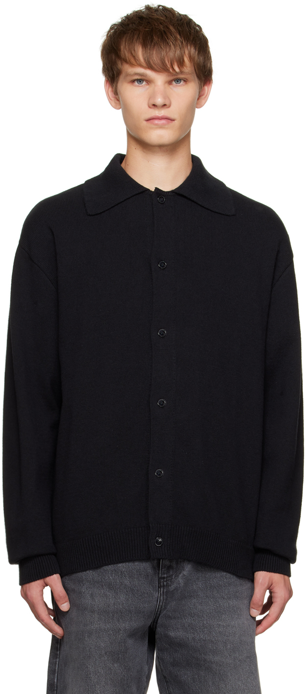 Black Formal Polo Cardigan by mfpen on Sale