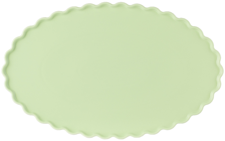 Fazeek Green Wave Oval Platter In Mint