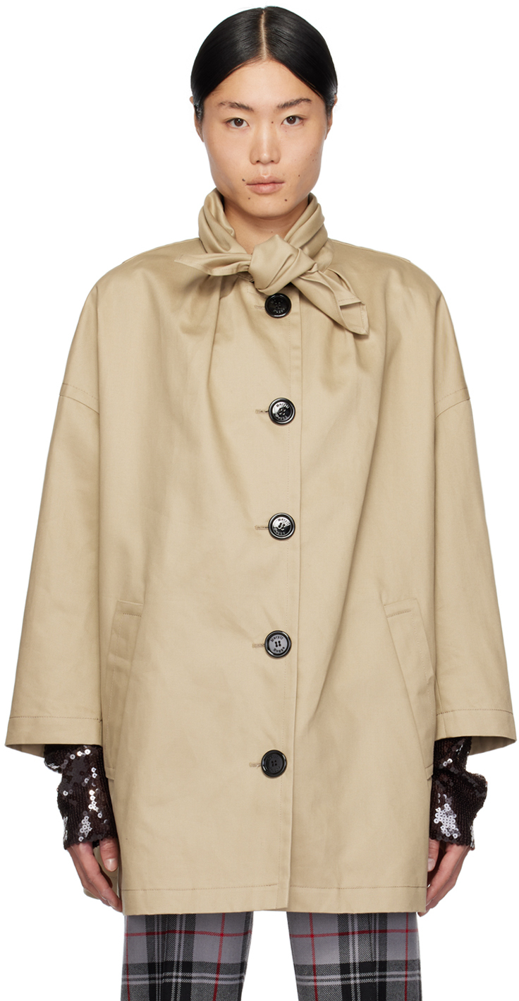 Meryll Rogge Beige Button Trench Coat In Sand