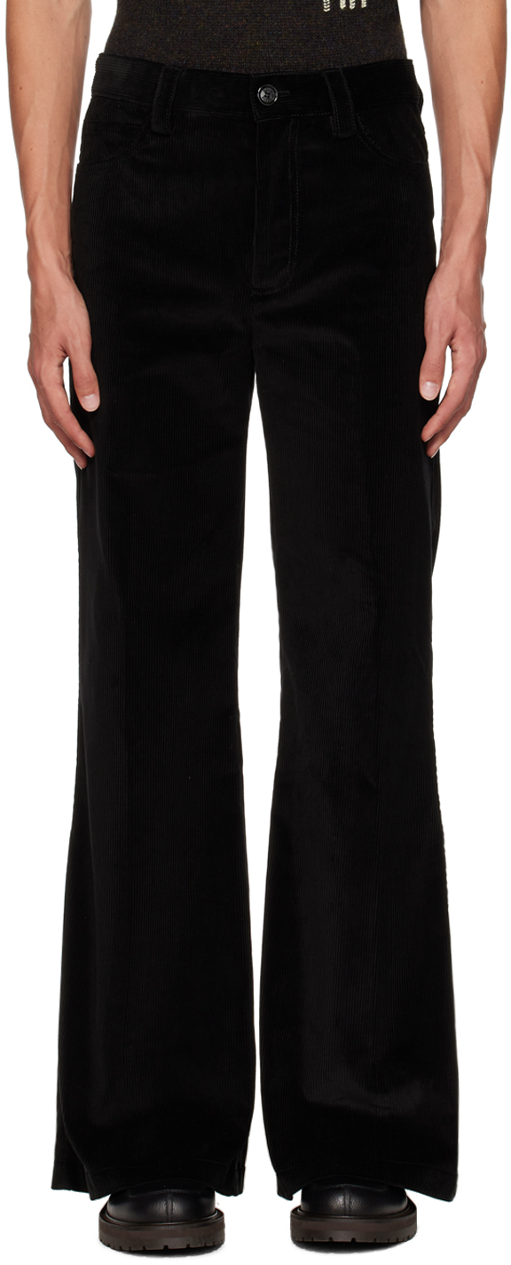 Black Flared Trousers by Meryll Rogge on Sale