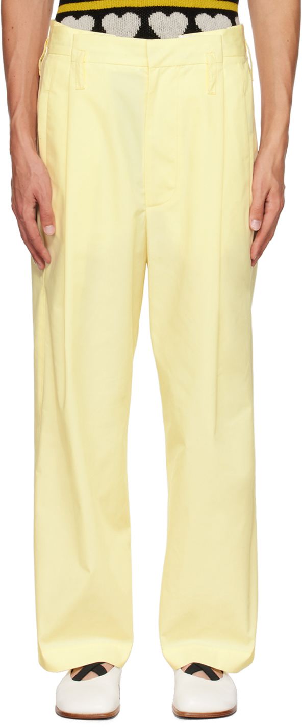 Meryll Rogge Yellow Pleated Trousers In Neon Overdye