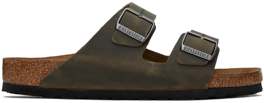 Birkenstock Khaki Arizona Soft Sandals In Faded Khaki