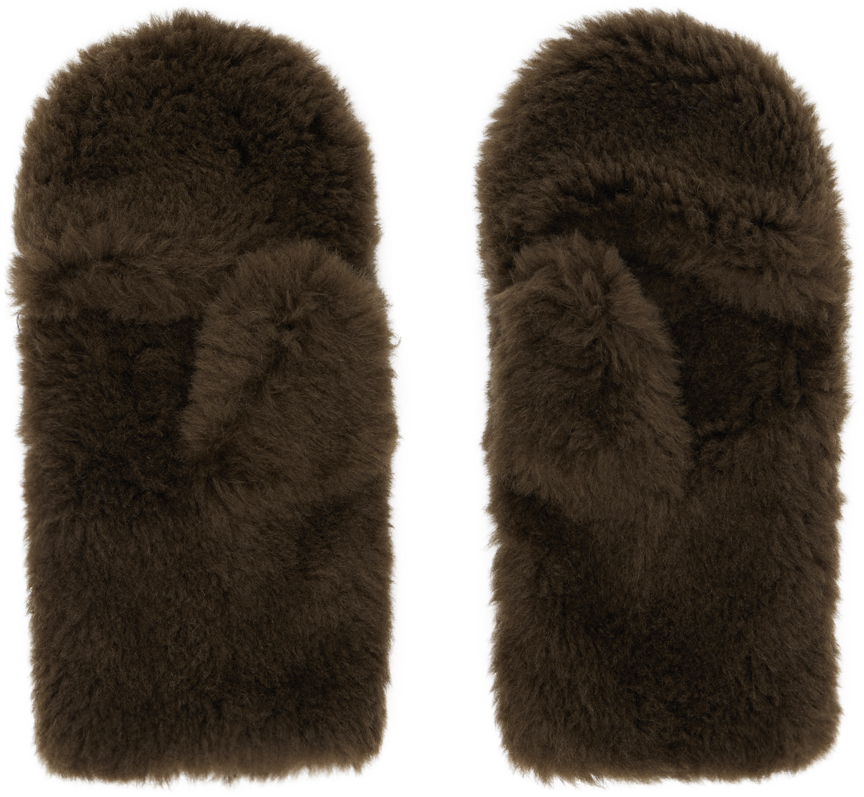 Shearling Fold Over Mittens by Pologeorgis | NYC Beige / Os