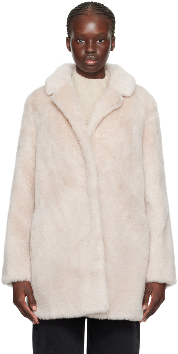 Yves Salomon Pink Notched Lapel Coat In A2123 Creme