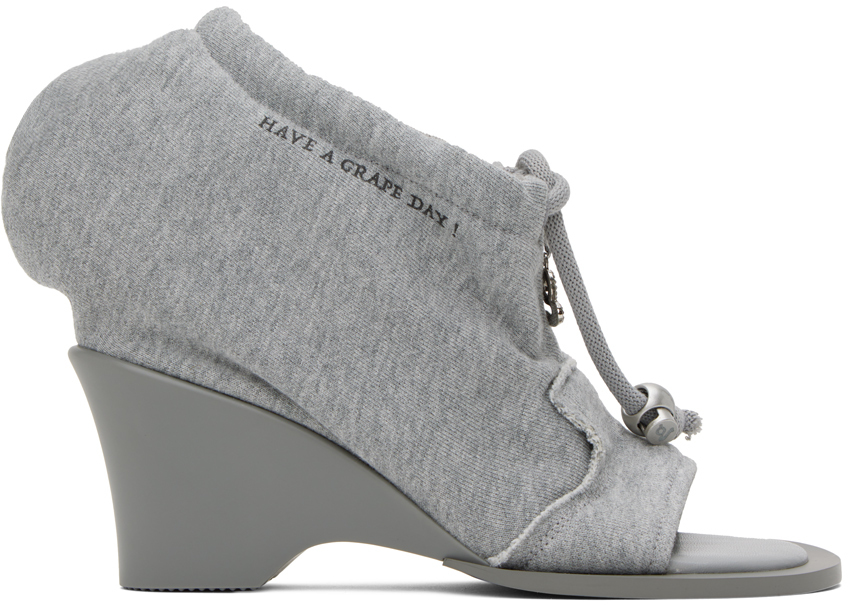 Grape Gray Hoodie#2 Heeled Sandals In Grey