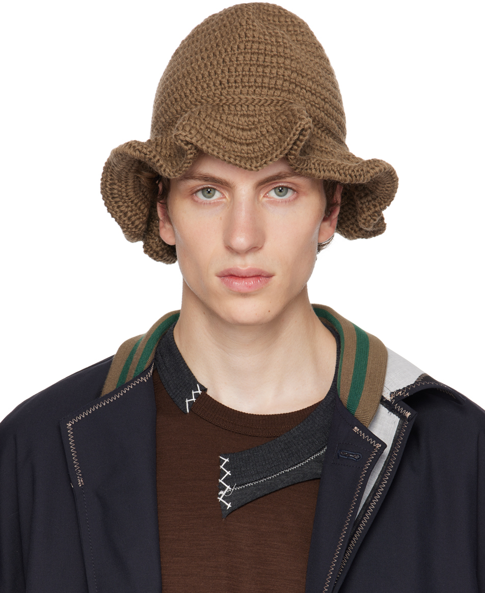 Taupe Ruffled Bucket Hat by kolor on Sale
