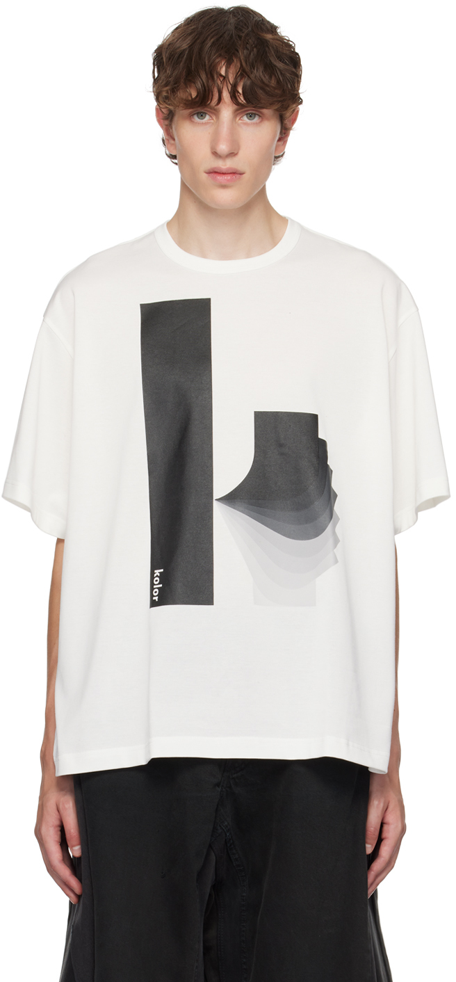 Kolor White Printed T-shirt In A-white