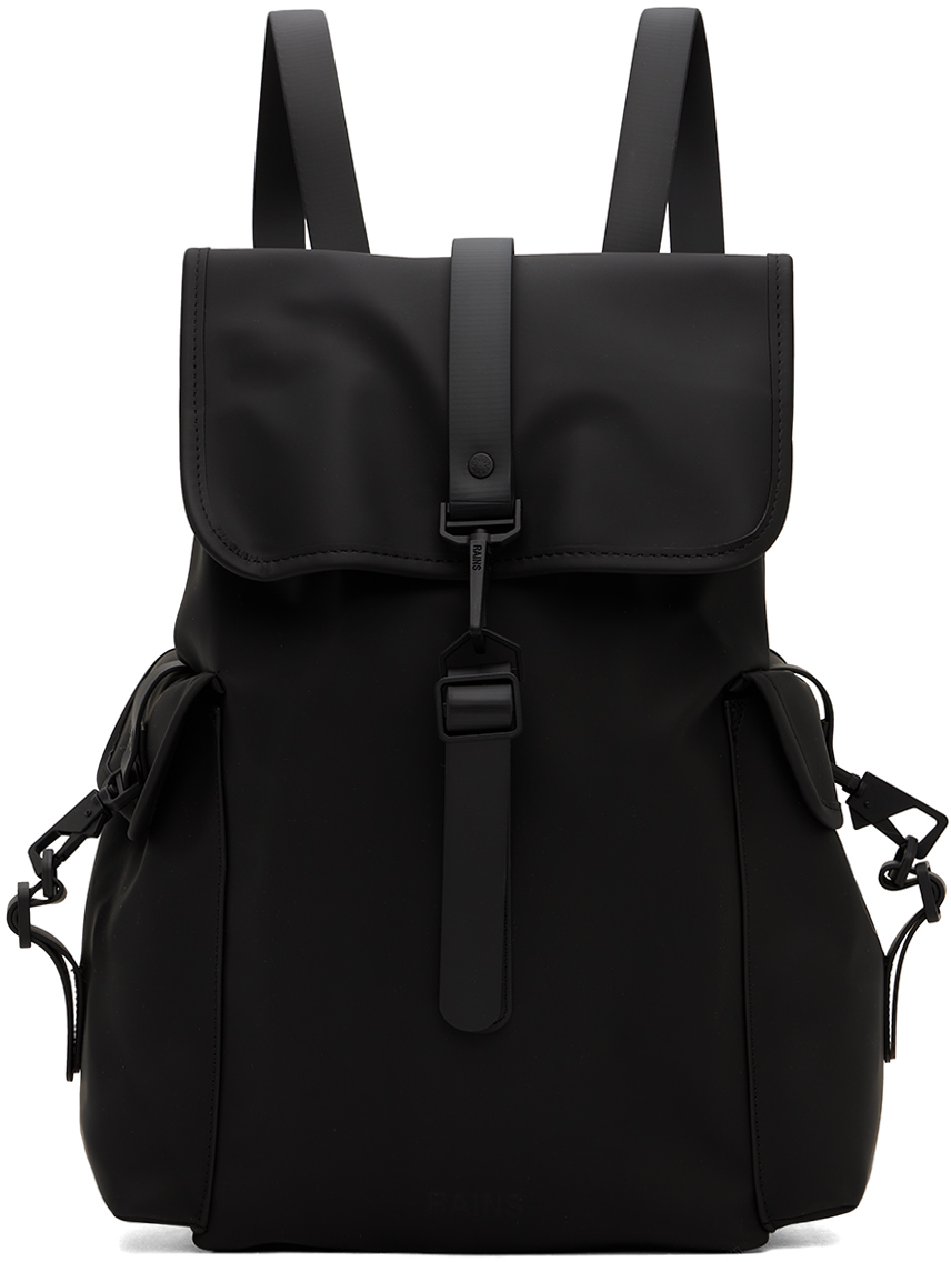 Black Rucksack Cargo Backpack by RAINS on Sale