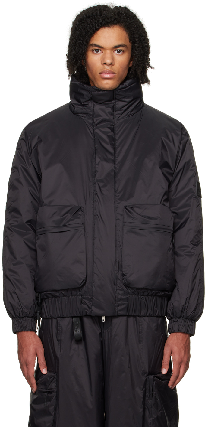 Black Vardo Puffer Jacket by RAINS on Sale