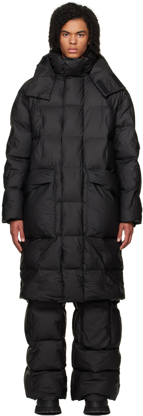 Shop Rains Black Harbin Puffer Coat