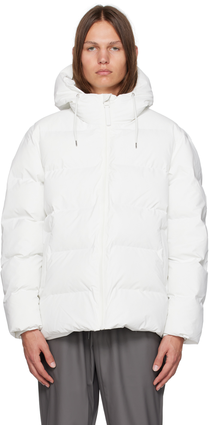 RAINS: White Alta Puffer Jacket | SSENSE Canada