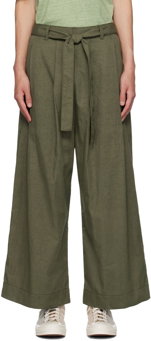 Naked And Famous Ssense Exclusive Khaki Trousers In Green
