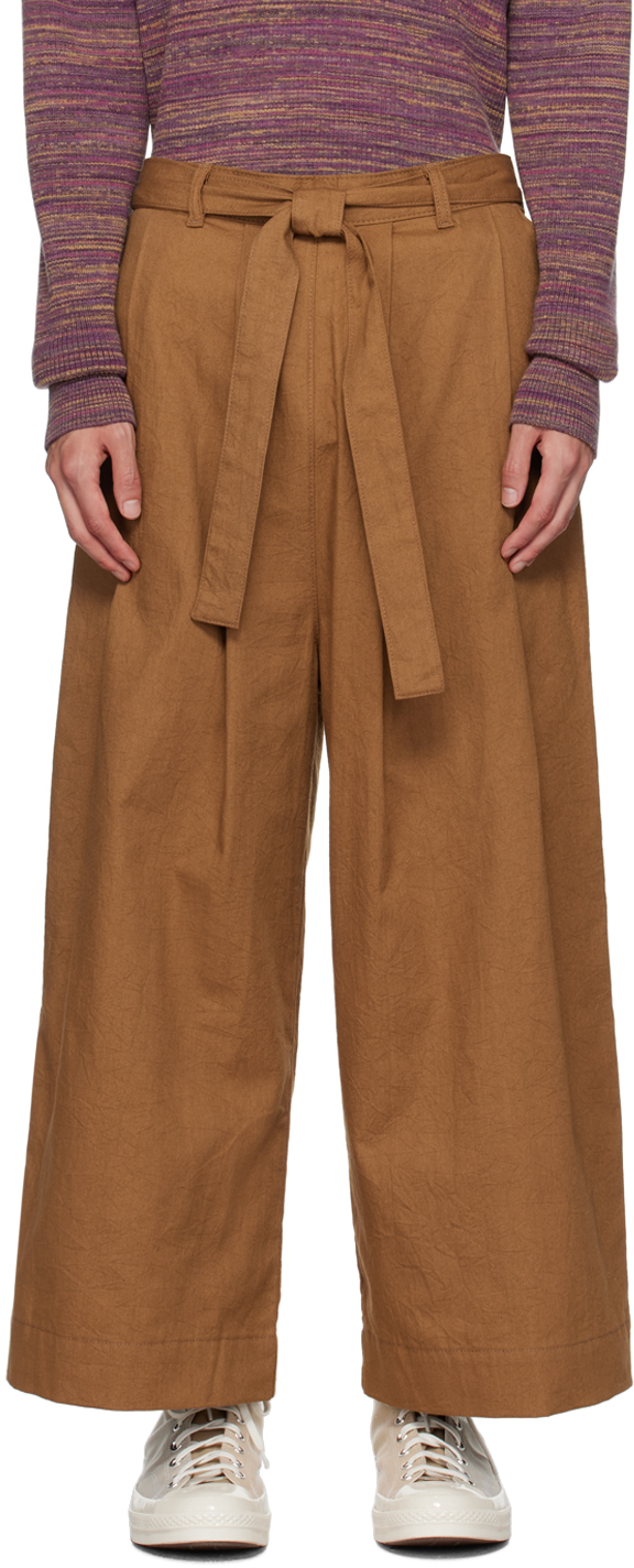 Naked And Famous Ssense Exclusive Brown Trousers In Camel