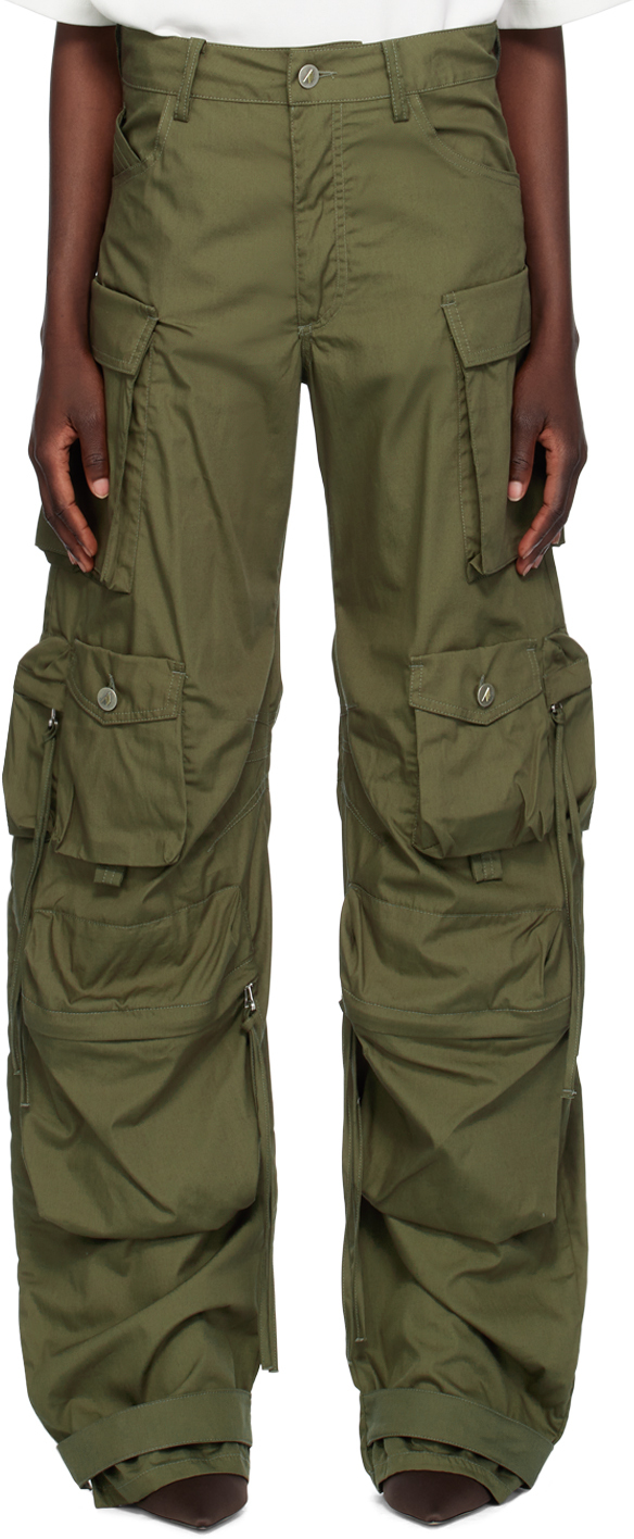 Shop Attico Kahki Fern Cargo Pants In 390 Military