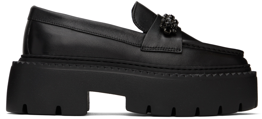 Jimmy Choo Black Bryer Flat Loafers In Black/jet Black